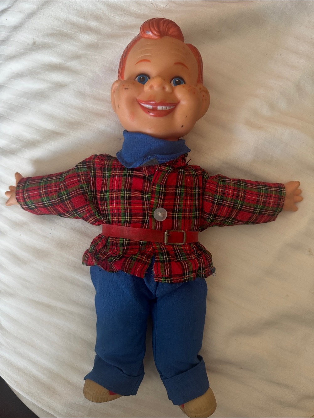 Vintage Eegee Co Hoody Doody Doll with Red plaid shirt andBlue Pants - Kids Toys